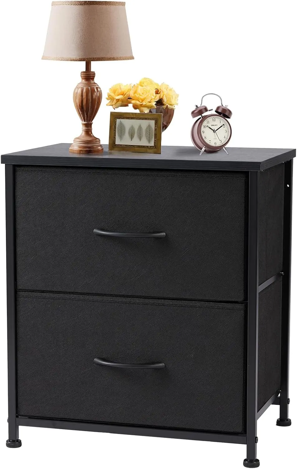 Nightstand Small Dresser with 2 Fabric Drawers Side Bedroom End Table Kids Bedside Storage Furniture for 20" Tall Night Stand - Image 2