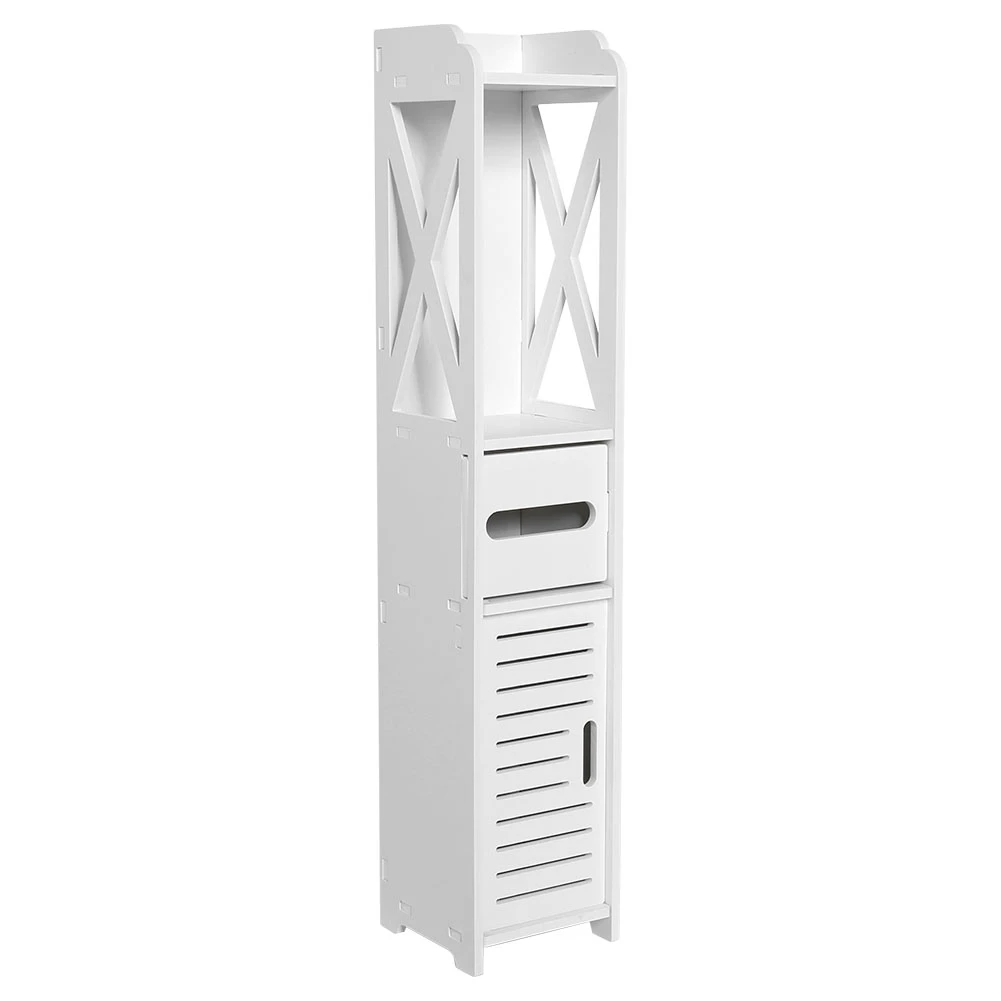 Bathroom Storage Cabinet 80x15.5x15CM Bathroom Toilet Furniture Cabinet White Wood Cupboard Shelf Tissue Storage Rack - Image 6