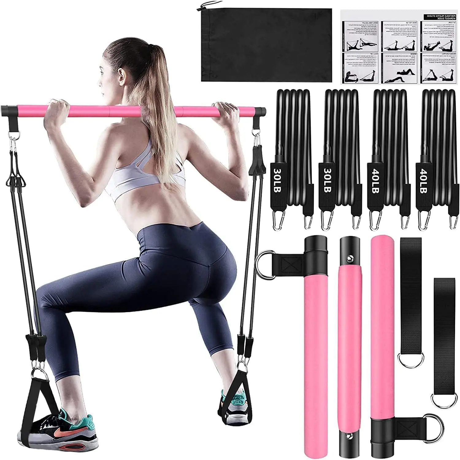 Resistance Bands Set with Fitness Bar Workout Gym Pull Rope Yoga TPE or Latex Tube Sports Elastic Exercise Equipment for Home - Image 9