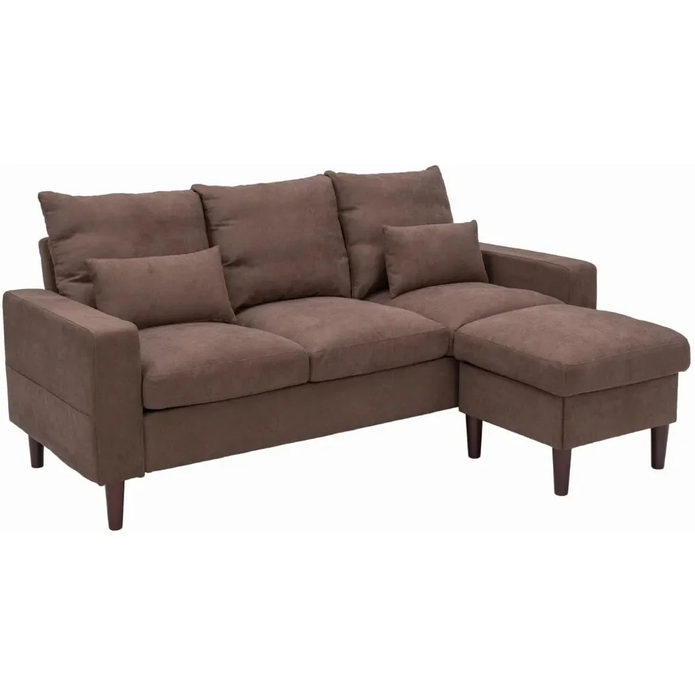 3 Seater Sofa with Ottoman Footstool Sofa Set, L Shape Corner Convertible Chaise Sofa,Couch Furniture for Living Room - Image 4