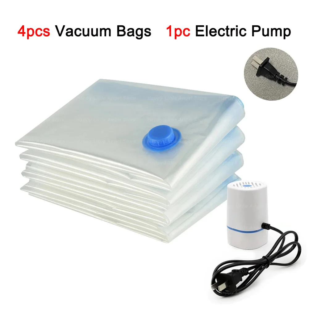 4pcs Reusable Vacuum Bags Transparent Folding Compressed Space Saving Vacuum Bag for Clothes Large Travel Container - Image 7