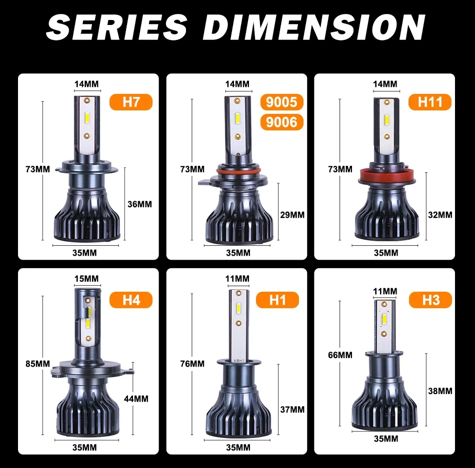 Car Headlight 18000LM 80W CSP H4 LED H7 H1 H3 H8 H11 9005 HB3 9006 HB4 880 881 H27 Car Auto Headlamp Led Lights for Car 12V - Image 6