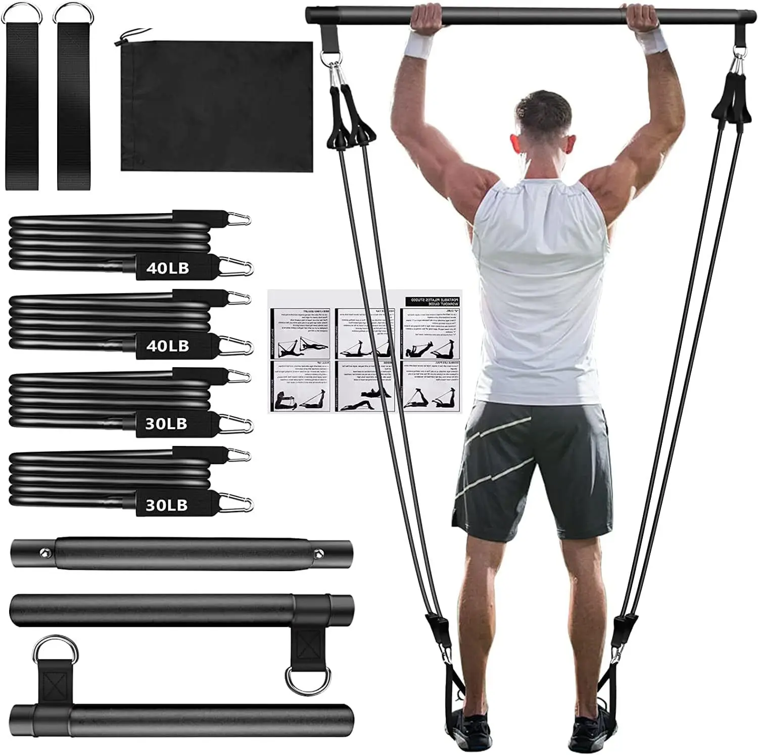Resistance Bands Set with Fitness Bar Workout Gym Pull Rope Yoga TPE or Latex Tube Sports Elastic Exercise Equipment for Home - Image 8