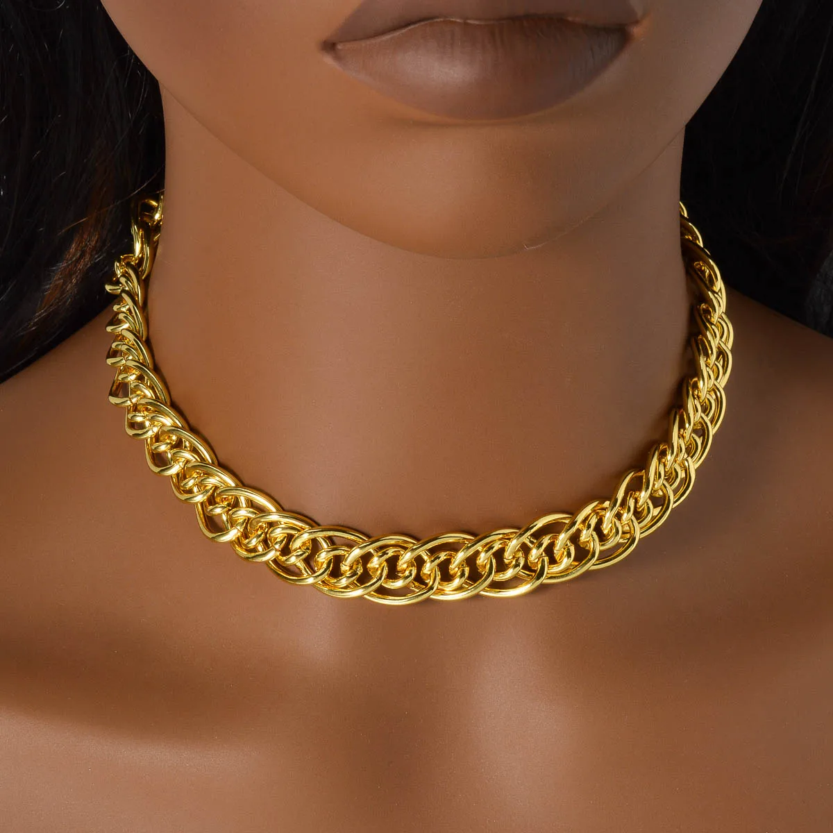 Sunny 18k Gold Plated Jewelry Copper Chain Necklace Multi Oval Hoop Bracelets Men Fashion Twist Hand Jewellery Women Luxury Set - Image 2