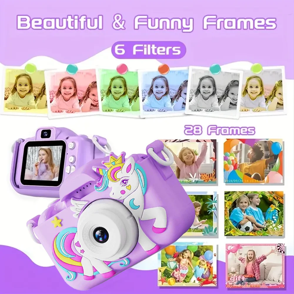 Kids Camera Toys for Boys Girls Selfie HD Digital Video Shockproof Camcorder Christmas Birthday Girls 32GB Card Included - Image 3