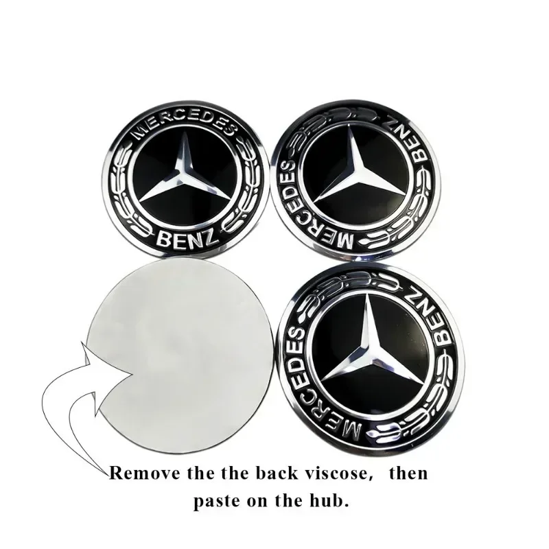75mm Car Wheel Hub Emblem Sticker for Mercedes Benz W203 W204 W205 W209 W210 W211 W212 W176 W166 W163 W221 Auto Rim Center Decal - Image 4