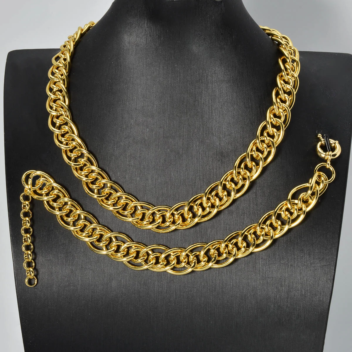 Sunny 18k Gold Plated Jewelry Copper Chain Necklace Multi Oval Hoop Bracelets Men Fashion Twist Hand Jewellery Women Luxury Set - Image 5