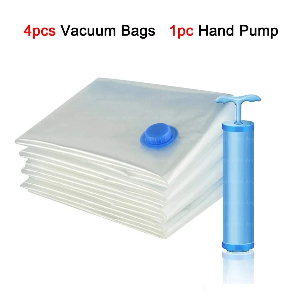 4pcs Reusable Vacuum Bags Transparent Folding Compressed Space Saving Vacuum Bag for Clothes Large Travel Container - Image 8