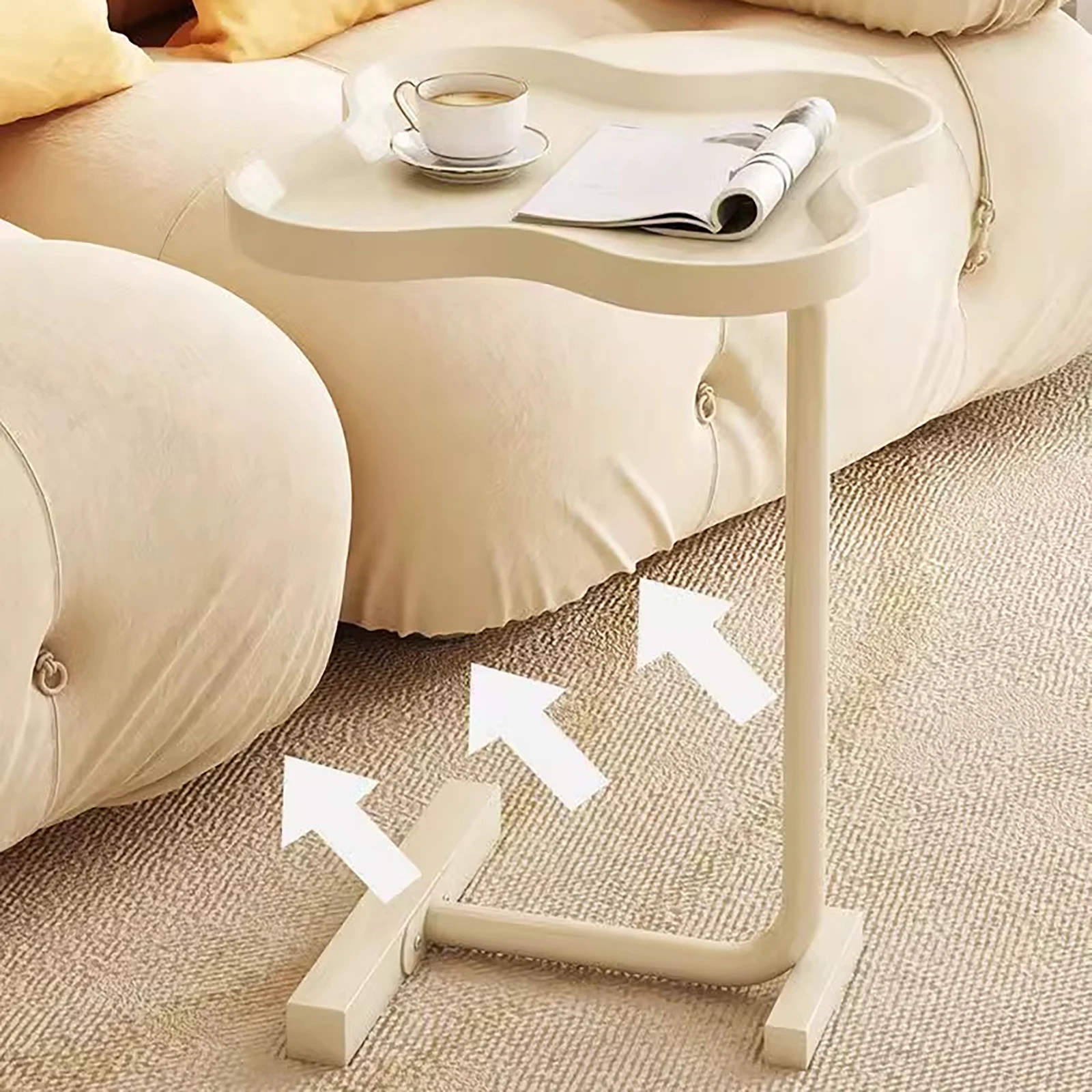 White Flower Shape Side Table Metal Storage Shelf Space Saving Coffee Table Modern Living Room Bedroom Decorative Furniture - Image 4