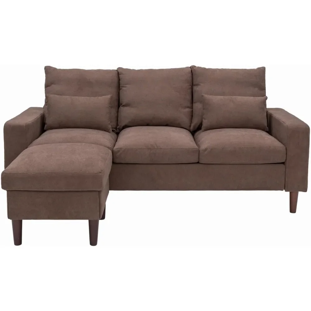 3 Seater Sofa with Ottoman Footstool Sofa Set, L Shape Corner Convertible Chaise Sofa,Couch Furniture for Living Room - Image 3