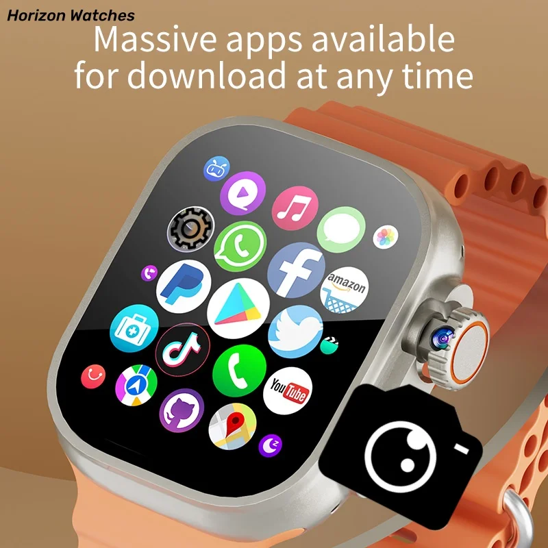 DW100 Ultra Smartwatch 4G/5G AMOLED Smartwatch with Rotating Camera 8GB+128GB GPS/WiFi/NFC/SIM Android 8.1 Sport Watch