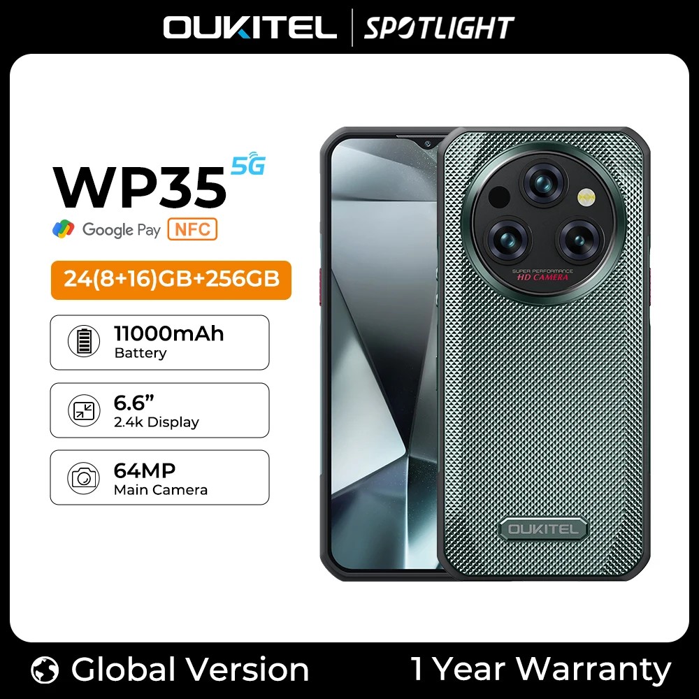 Oukitel WP35 Rugged Smartphone, 5G, 11000mAh, 24GB + 256GB, Andiron 14, 64 MP, NFC Cell Phone - Image 8