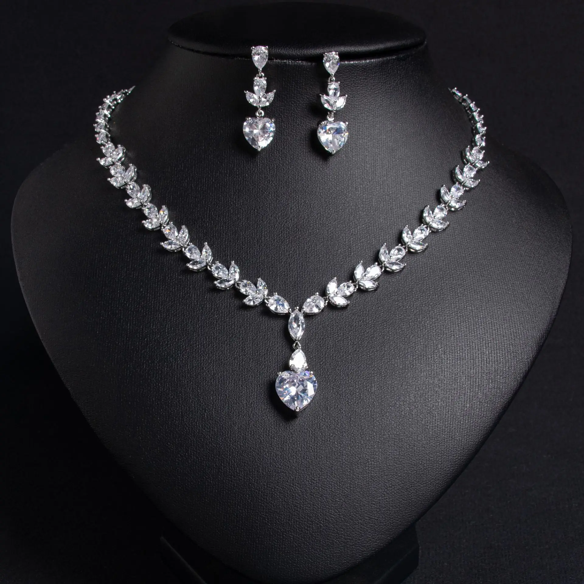 Luxury Bridal Jewelry Set Women Necklace And Earrings Set Cubic Zirconia CZ Wedding Jewellery Set Party Prom Accessories Gift
