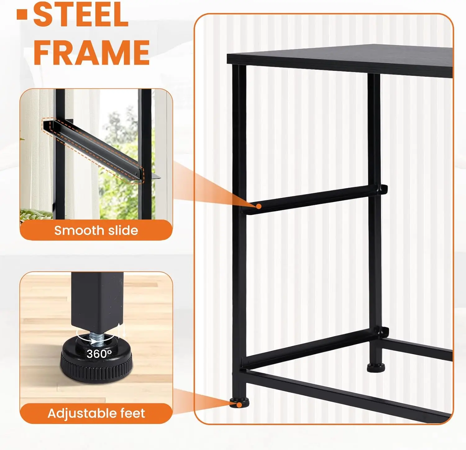 Nightstand Small Dresser with 2 Fabric Drawers Side Bedroom End Table Kids Bedside Storage Furniture for 20" Tall Night Stand - Image 5