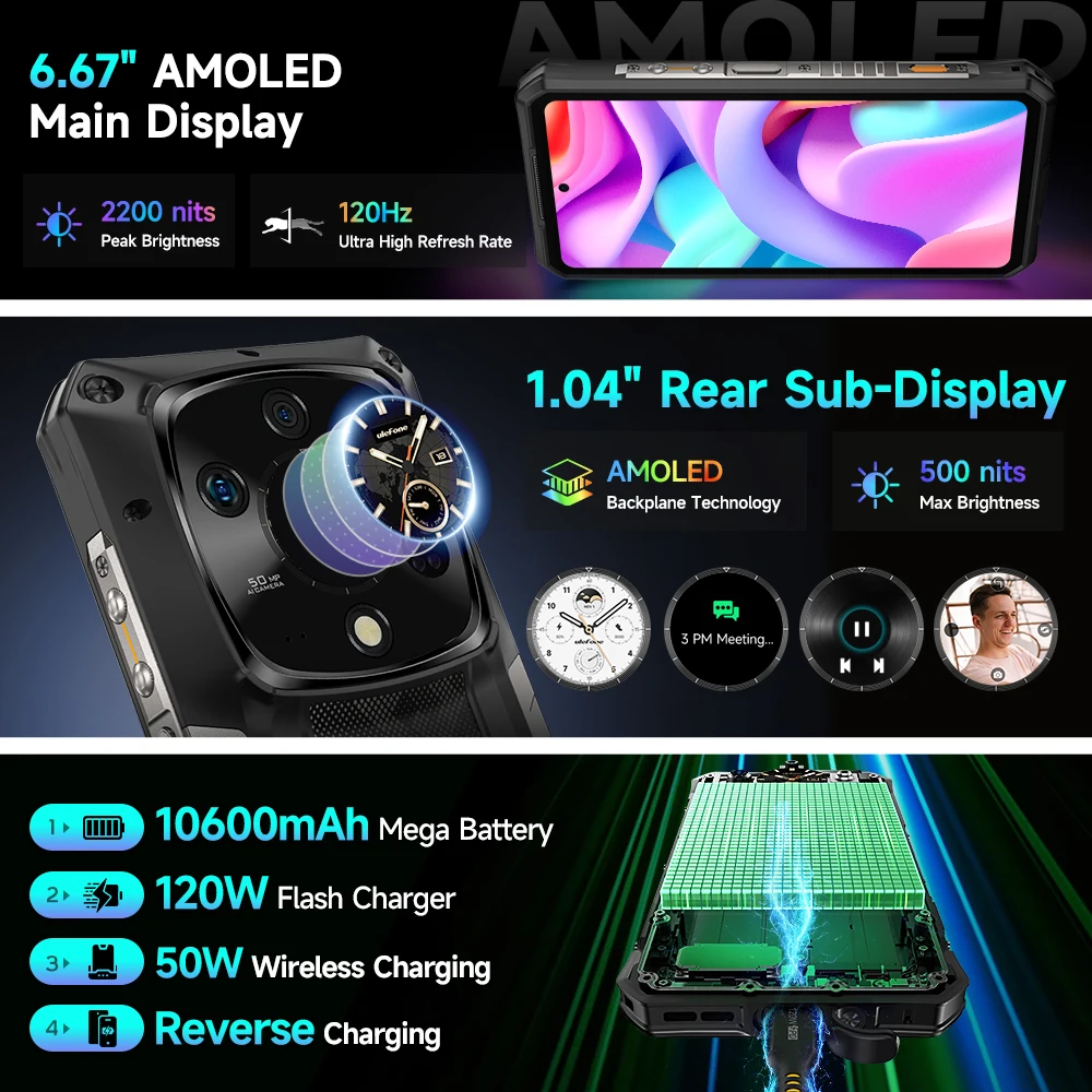 【World Premiere】Ulefone Armor 28 Ultra 5G AI Rugged Phone 1TB ROM+32GB RAM Android Smartphone AMOLED 6.67" 10600mAh Mobile phone - 图片 4