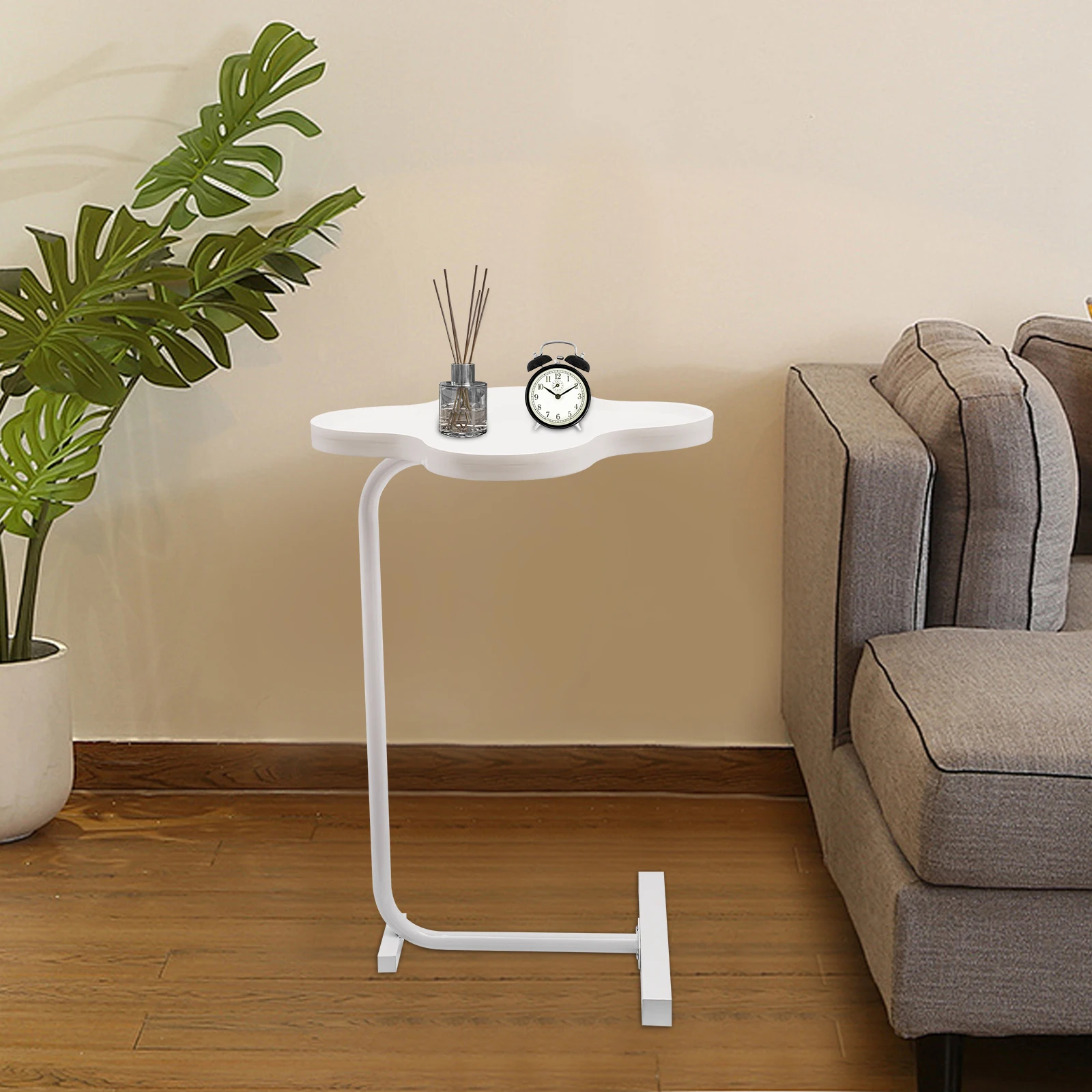 White Flower Shape Side Table Metal Storage Shelf Space Saving Coffee Table Modern Living Room Bedroom Decorative Furniture - Image 5