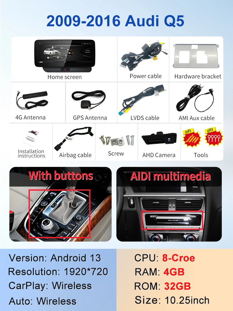 Factory Price 8G 64G Android13 12.3inch Carplay AUTO For AUDI 09-16 Q5 Car Video Players GPS Navigation Bluetooth Android Radio - Image 12