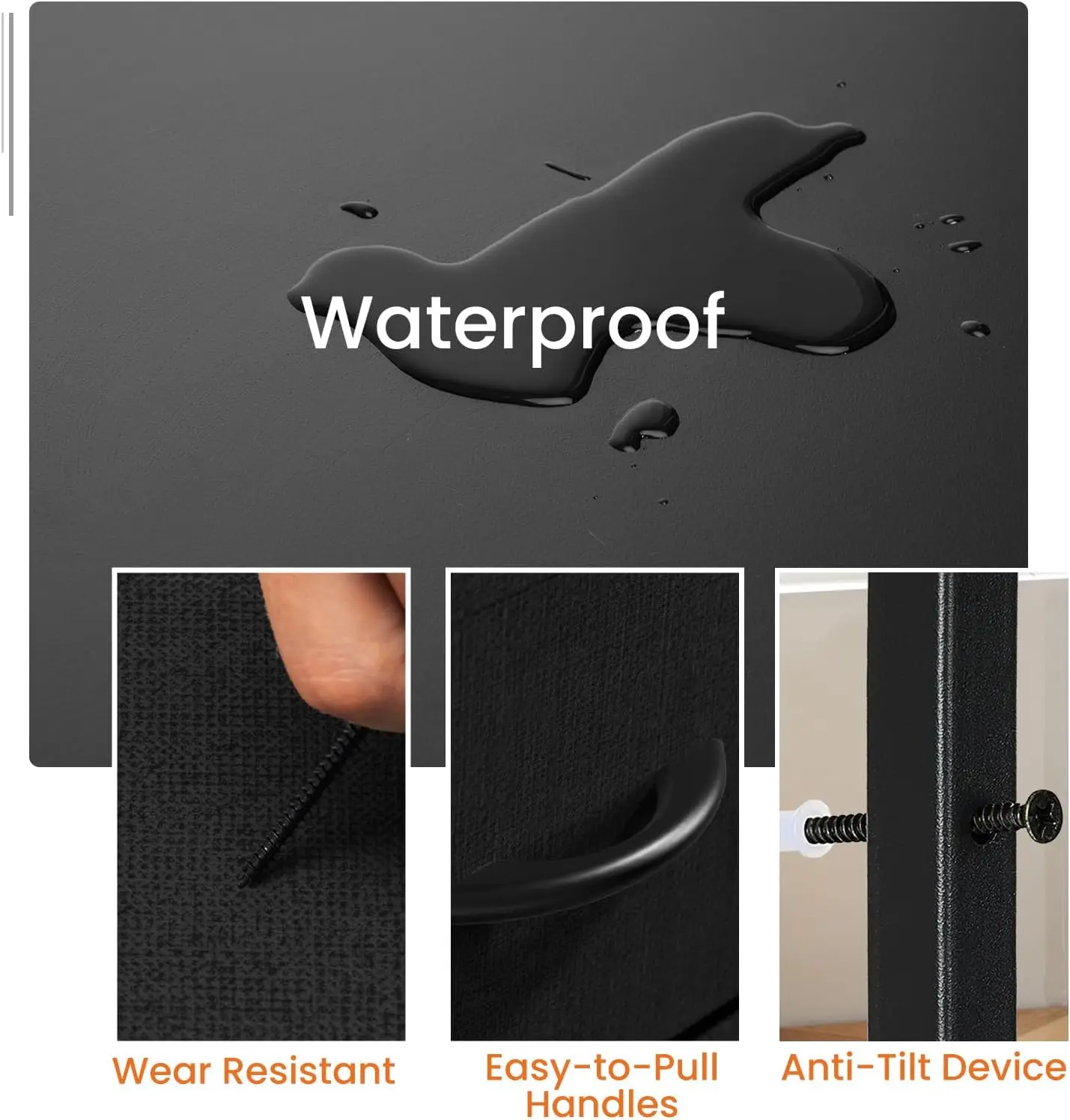 Nightstand Small Dresser with 2 Fabric Drawers Side Bedroom End Table Kids Bedside Storage Furniture for 20" Tall Night Stand - Image 4