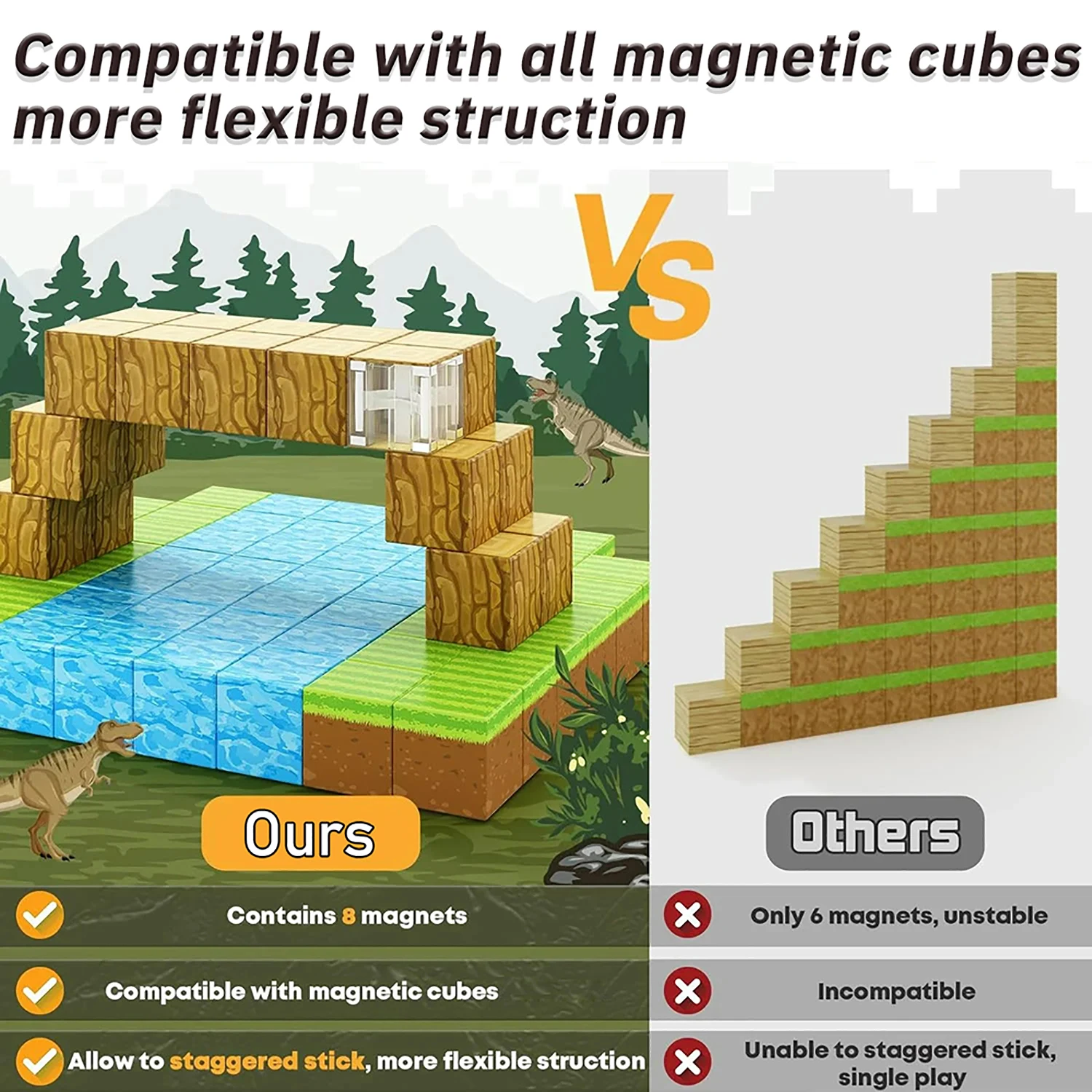 100pcs Magnetic Blocks Toy Build Magnet Set For Boys Girls Stem Montessori Sensory Cubes For Toddlers Gift - Image 3