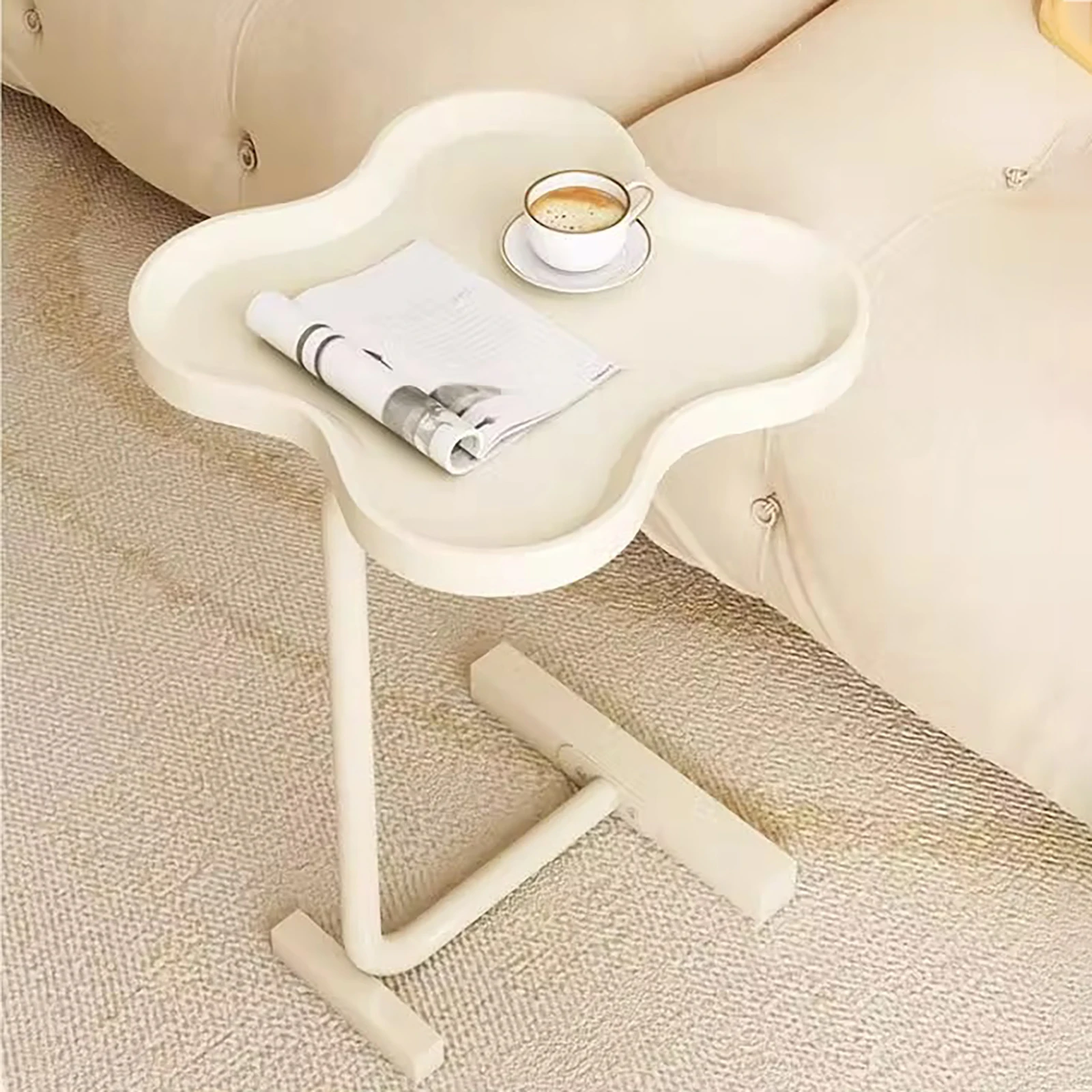 White Flower Shape Side Table Metal Storage Shelf Space Saving Coffee Table Modern Living Room Bedroom Decorative Furniture - Image 2